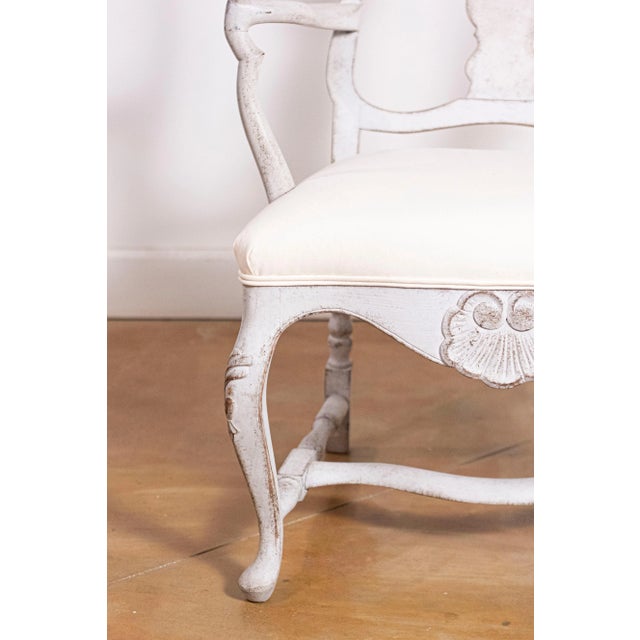 Wood 19th Century Scandinavian Rococo Style Painted Armchairs - a Pair For Sale - Image 7 of 9