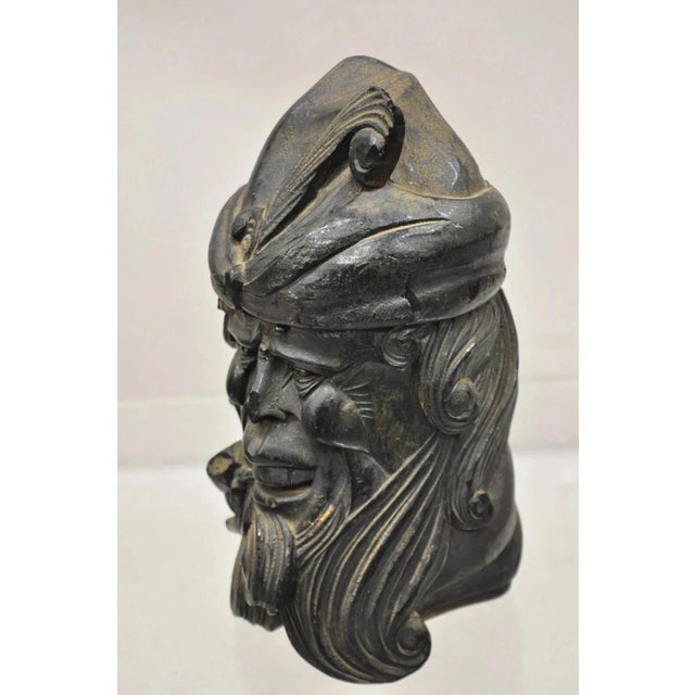 19th C European Black Forest Figural Wood Carved Bearded Man Lidded Tobacco Jar For Sale - Image 12 of 12