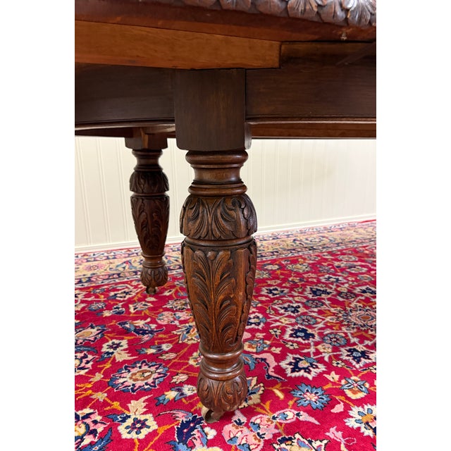 Antique English Butterfly Leaf Oval Carved Dining Table 118" Tiger Oak C1920-30s For Sale - Image 16 of 17
