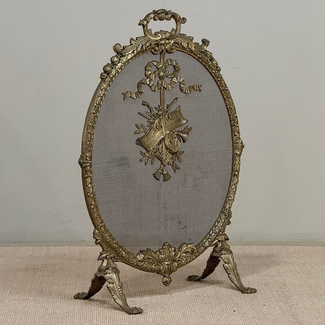 French 19th Century French Louis XVI Bronze Oval Firescreen For Sale - Image 3 of 18