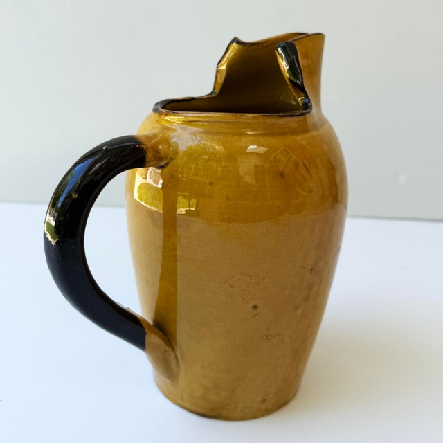 French Vallauris Yellow Glazed Stoneware Pitcher by Aegitna Vallauris For Sale In Buffalo - Image 6 of 8