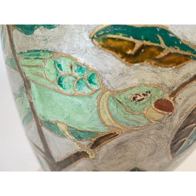 20th Century Art Deco Cloisoné Vase with Colored Flowers Pattern, France, 1940s For Sale - Image 4 of 10