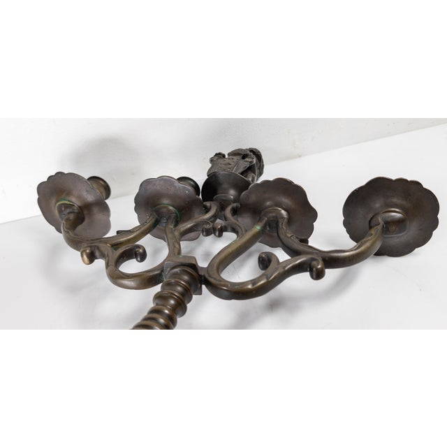 19th Century European Bronze Candlestick With Lion and Amsterdam City Shield For Sale - Image 15 of 18