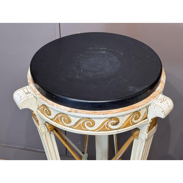 Wood Pair of 20th Century Northern European Parcel-Gilt Pedestals With Marble Tops For Sale - Image 7 of 10