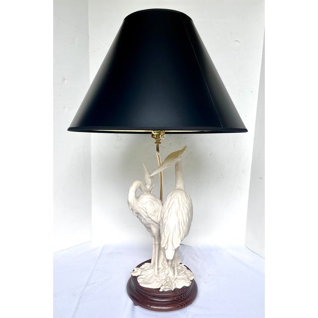 Vintage Giuseppe Armani Porcelain Heron Table Lamp - Hollywood Regency For Sale - Image 11 of 18