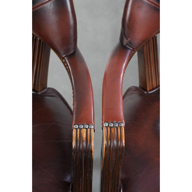 Brown English Style Dark Brown Cowhide Chesterfield Chairs, Set of 2 For Sale - Image 8 of 15