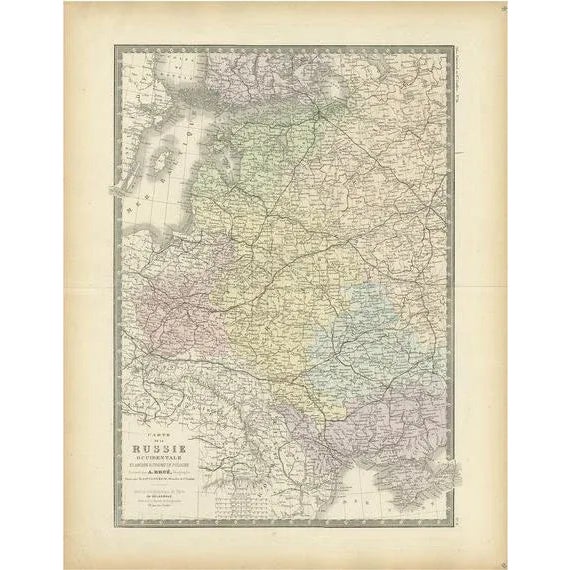 Late 19th Century Antique Map of Western Russia by Levasseur, 1875 For Sale - Image 5 of 5