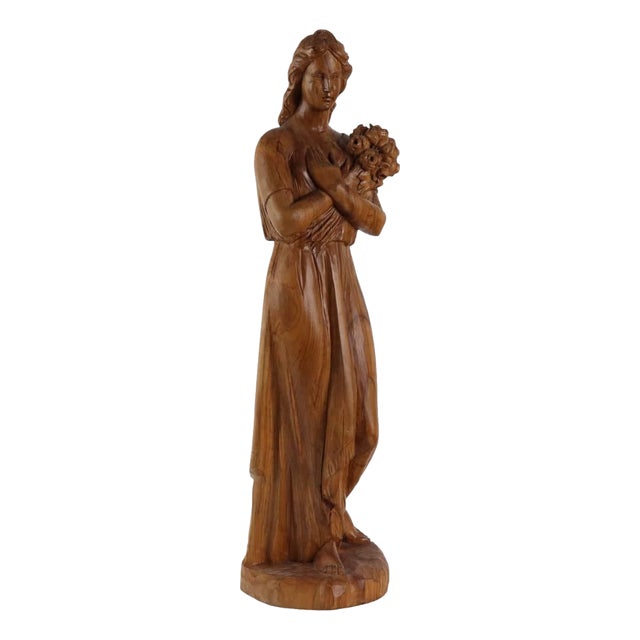 Antique Sculpture in Olive Wood For Sale