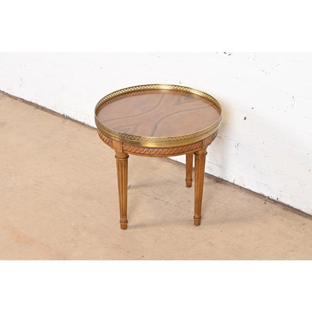 Baker Furniture French Regency Louis XVI Burled Walnut Tea Table For Sale - Image 12 of 12
