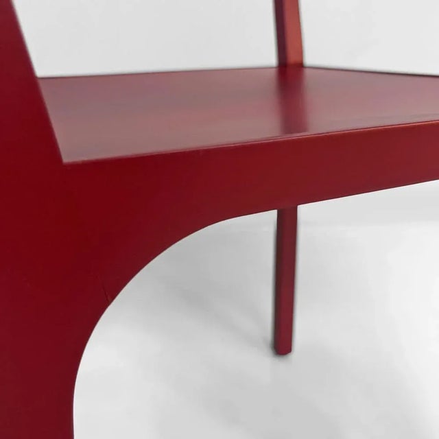 Italian Modern Armchair in Burgundy Varnished Wood, 1980s For Sale - Image 16 of 18