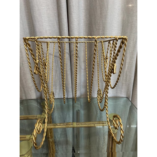 Hollywood Regency Gilt Metal Magazine Rack For Sale - Image 3 of 6