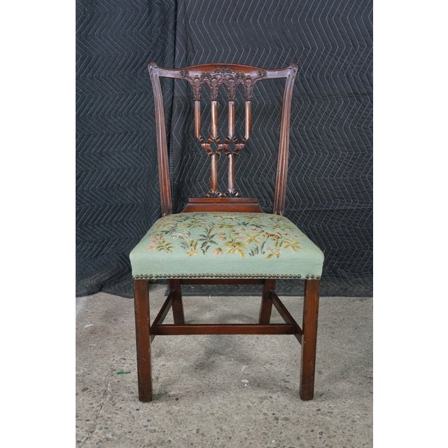 Antique Victorian Gothic Chippendale Style Carved Mahogany Chair Animal Print For Sale - Image 6 of 18