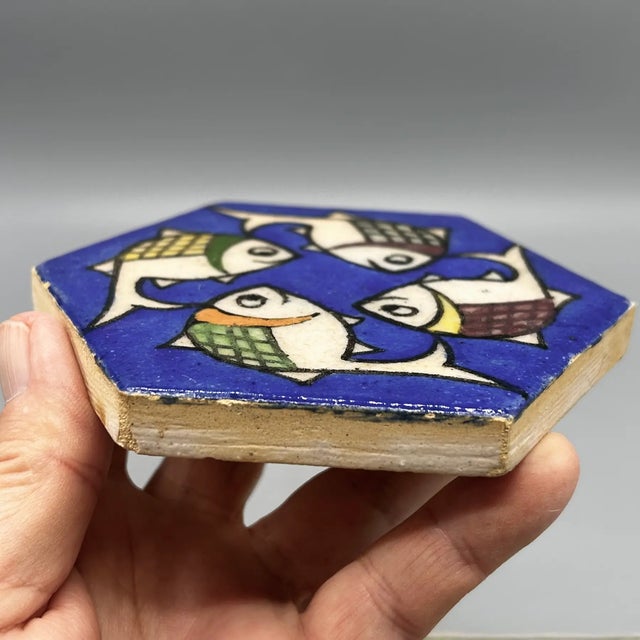 Persian Vintage Persian Swimming Fish Tiles 4" X 4" - Set of 3 For Sale - Image 3 of 10