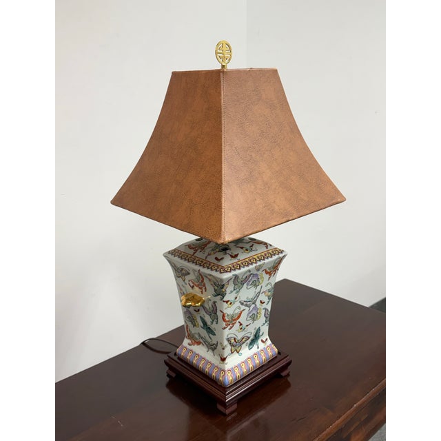 Chinoiserie Porcelain Butterfly Table Lamp, Vintage For Sale - Image 4 of 12