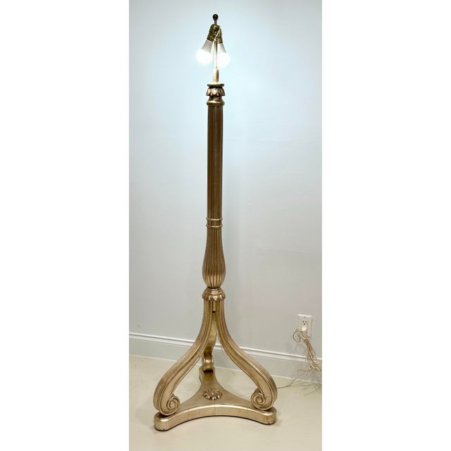 Nancy Corzine Silver Leaf Carved Wood Floor Lamp, Adjustable Height For Sale - Image 11 of 11