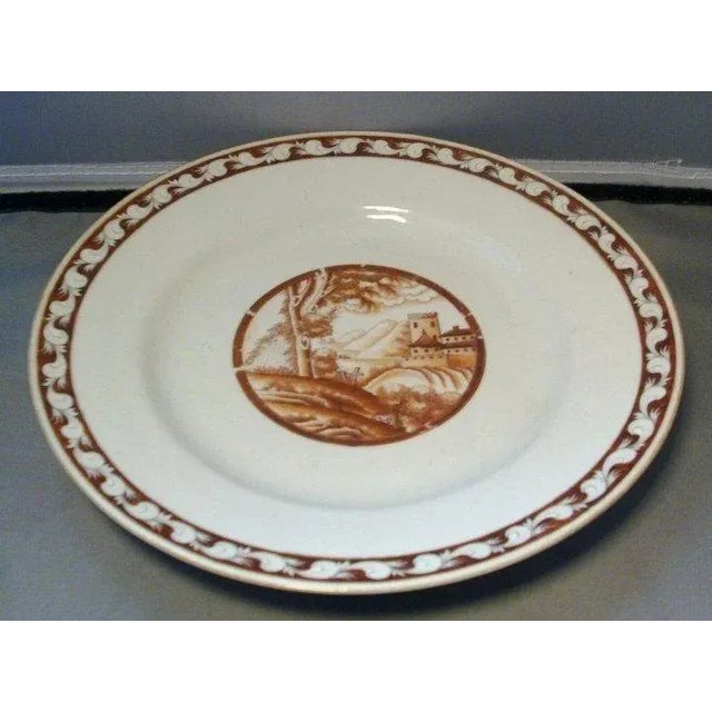 Early 19th Century Chinese Export Porcelain Sepia Landscape Plate For Sale - Image 4 of 6