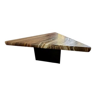 Sculptural Onyx Dining Table – Triangular Waterfall Edge Statement Piece, Seats 9 For Sale