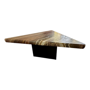 Sculptural Onyx Dining Table – Triangular Waterfall Edge Statement Piece, Seats 9