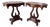Vintage Lyre Base End Tables - Pair of Carved Mahogany Tone Harp Side Tables For Sale