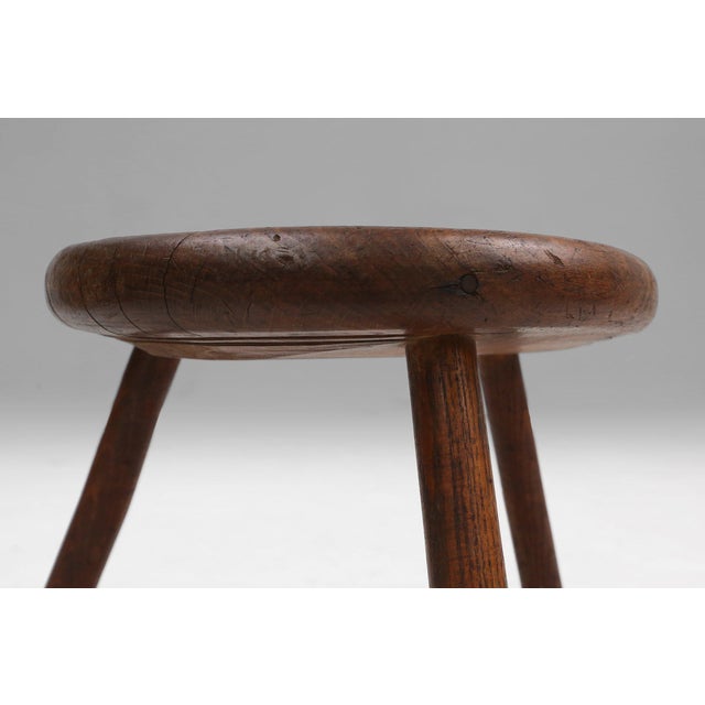 Hand-Carved Wood Tripod Stool, France, 1900s For Sale - Image 5 of 11