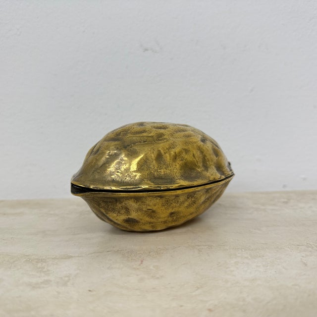 Gold Walnut Shaped Nut Cracker in Brass, 1970s For Sale - Image 8 of 10