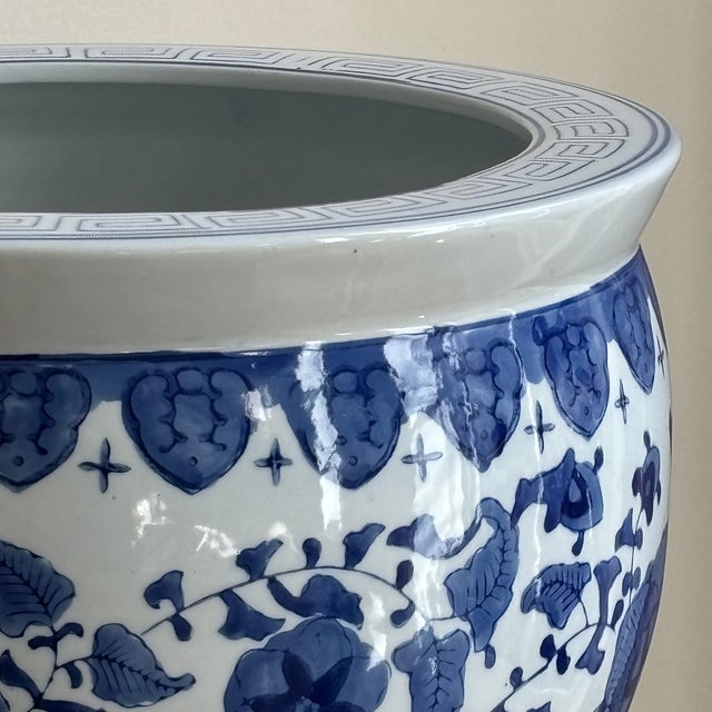 1980s 1980s Large Chinoiserie Fishbowl Style Porcelain Planter For Sale - Image 5 of 12