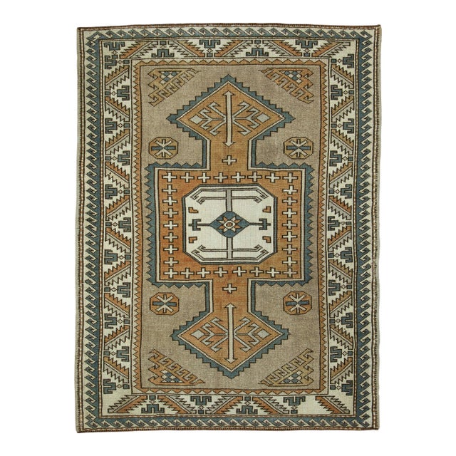 Turkish Vintage Rug 4' x 5'3" #16082 For Sale