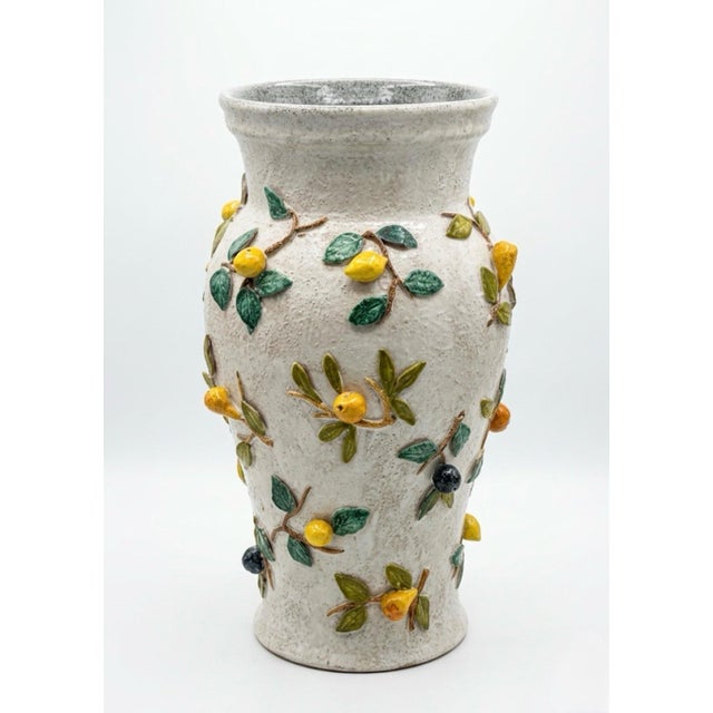 Italian Majolica Trompe L’Oeil Fruit Vase For Sale - Image 4 of 7