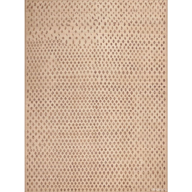 Ivory Cream And Light Brown Color Tribal Artistic Modern Room Size Rug For Sale