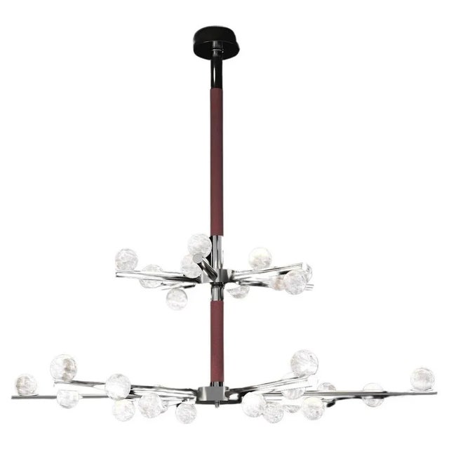 Contemporary Demetra Shiny Black Metal Double Chandelier by Alabastro Italiano For Sale - Image 3 of 3