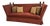 Vintage Rust Red Wingback Settee Sofa With Nailhead Trim & Carved Finials For Sale