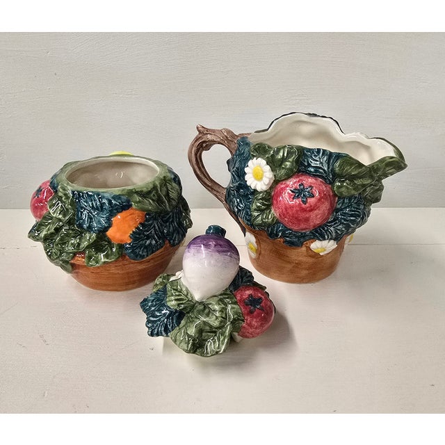 Vintage Fitz and Floyd Vegetable Sugar and Creamer For Sale - Image 10 of 11