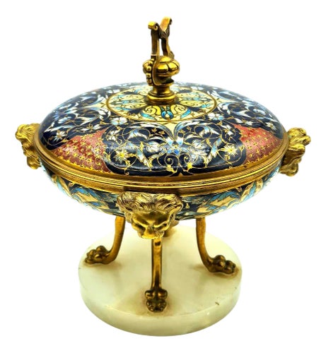 Candy Holder Gilt Bronze and Polychrome Cloisonné Enamel from F. Barbedienne