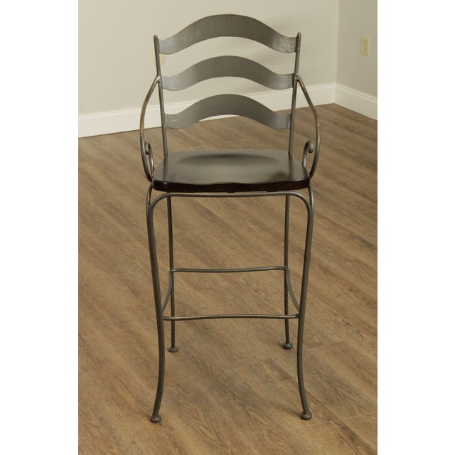 Ethan Allen "Legacy" French Country Style Set 4 Iron, Wood Seat Bar