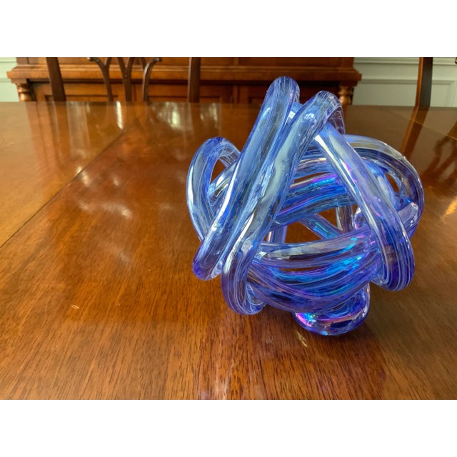 1960s Marano Style Hand Blown Light Blue Glass Knot For Sale - Image 5 of 6
