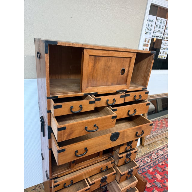 Japanese Tansu Chest of Drawers, Two Piece For Sale - Image 10 of 12
