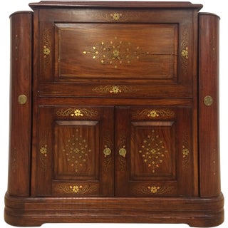 Sheesham Copper & Brass Inlaid Bar Cart For Sale