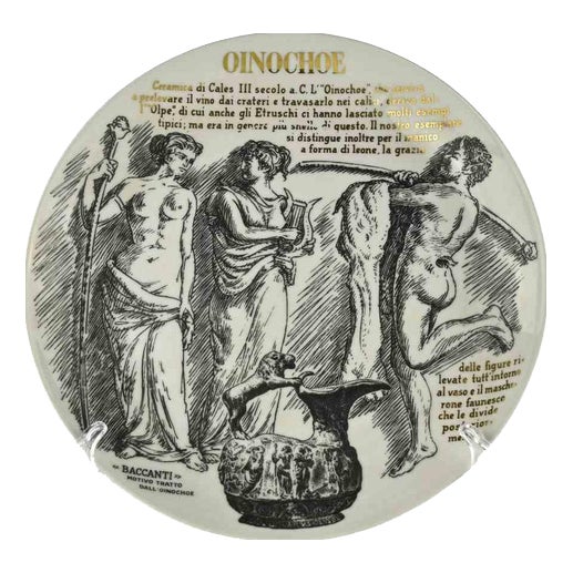 Oinochoe Plate by P. Fornasetti for Martini and Rossi, 1960s For Sale