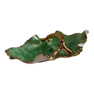 Mid Century Hand Painted Ceramic Leaf Serving Dish