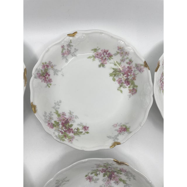 Early 20th Century Antique Set of French Pink Floral Limoges- a Set of 6 Bowls For Sale - Image 5 of 10