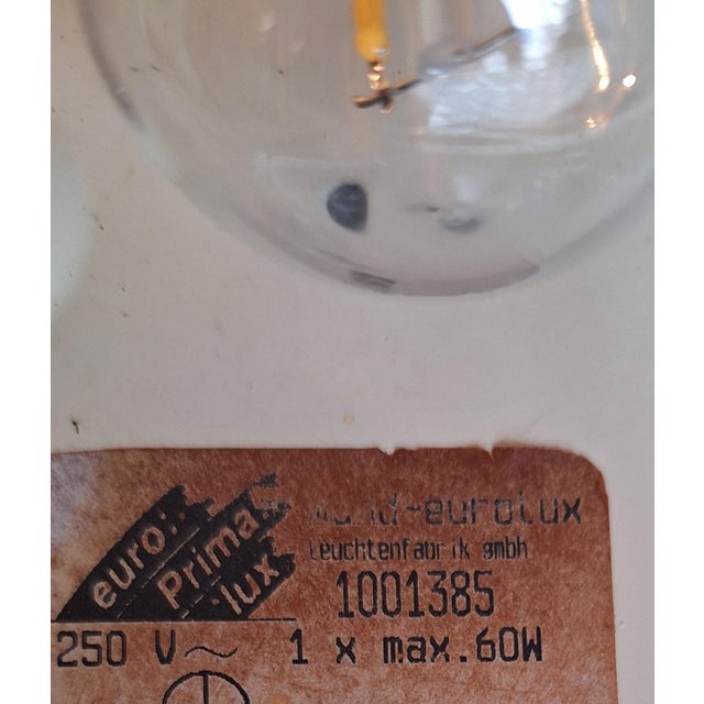 Wood Vintage Ceiling Lamp with Segmented Ice Glass Shade by Euralux, 1980s For Sale - Image 7 of 8