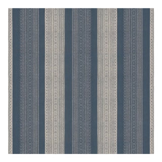 Schumacher Calista Block Print Fabric in Indigo For Sale