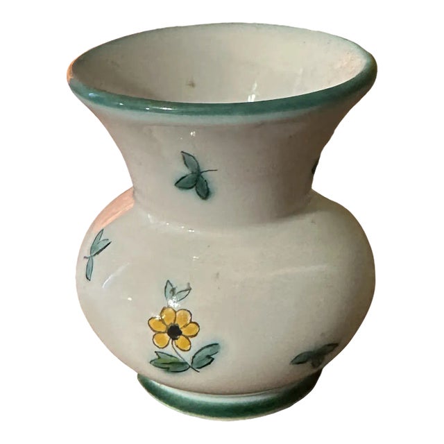 1970s Small Austrian Ceramic Vase With Floral Details For Sale
