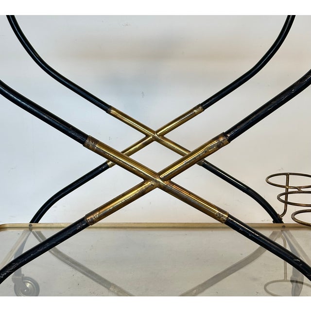 Brass and Glass Bar Trolley, 1960s For Sale - Image 9 of 17