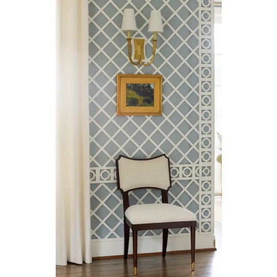 2020s Powers Upholstered Side Chair – Custom Cream & Tan Linen For Sale - Image 5 of 7