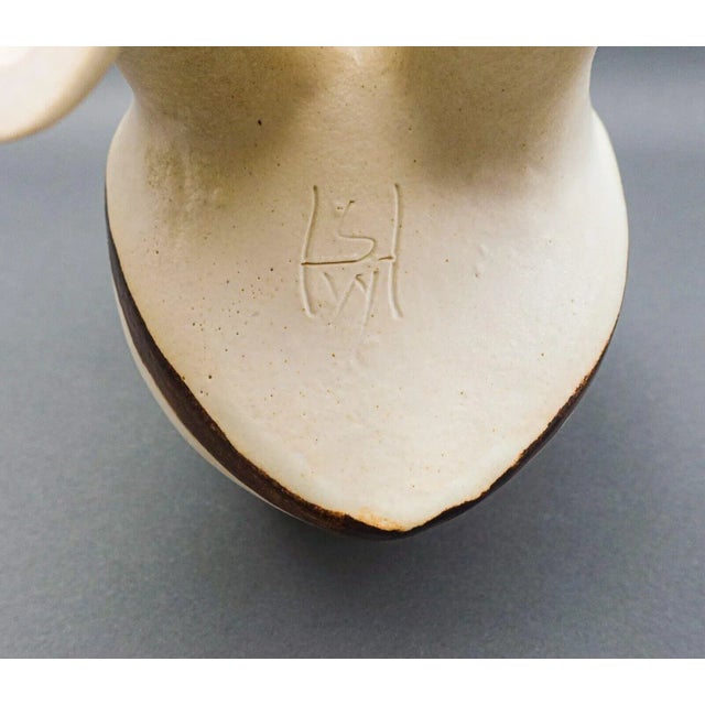 Ceramic Mid 20th Century Strawberry Hill Signed Canadian Art Pottery Owl Figurine Sculpture For Sale - Image 7 of 10