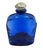 Vintage Cobalt Blue Spanish Art Glass Flask With Ornate Embossed Scrollwork Medallion For Sale - Image 10 of 12