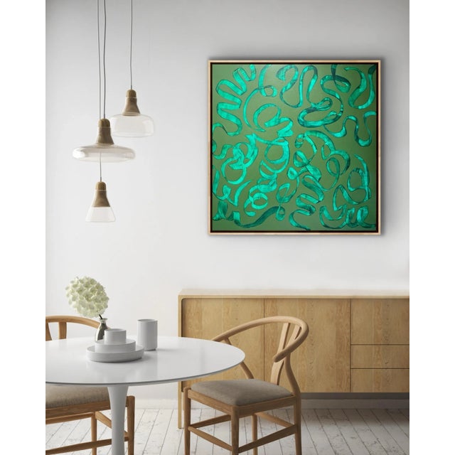 Textile Original Abstract Painting Titled “Voir Vert” For Sale - Image 7 of 10