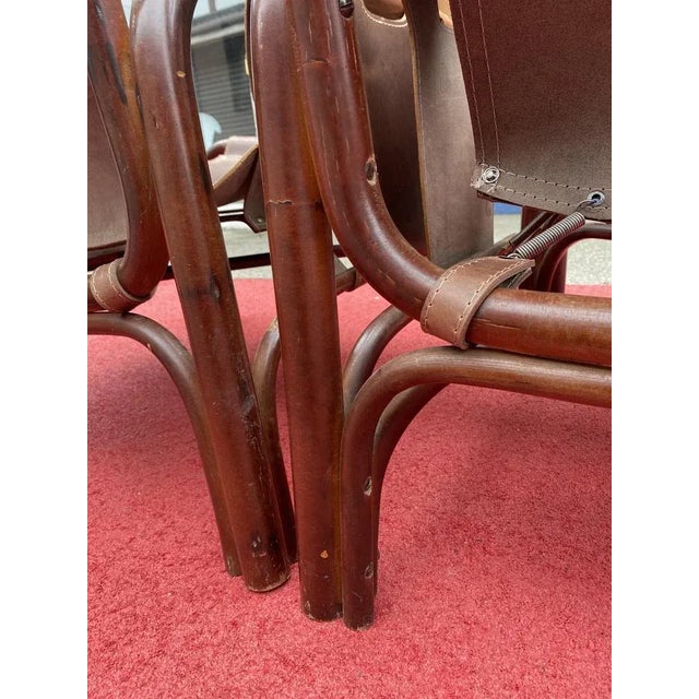 Modern Set of Leather & Bamboo Chairs by Tito Agnoli, 1960s For Sale - Image 3 of 12
