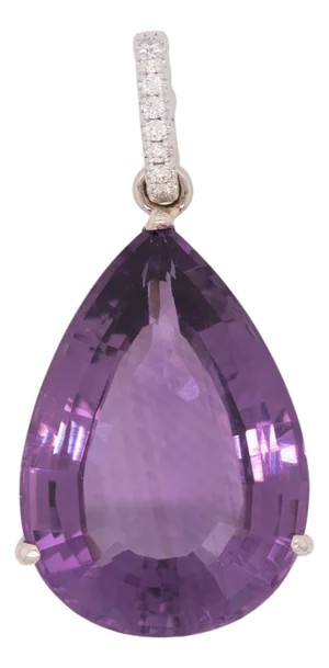 8.1Ct Amethyst Pendant With Earth Mined Diamond Accents: Solid 14k Gold, 23x16mm